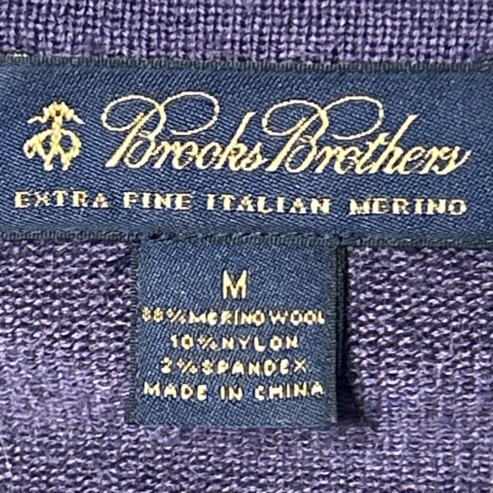 Brooks Brothers Extra Fine Italian Merino Lightweight Stretch V-Neck Size M Golf